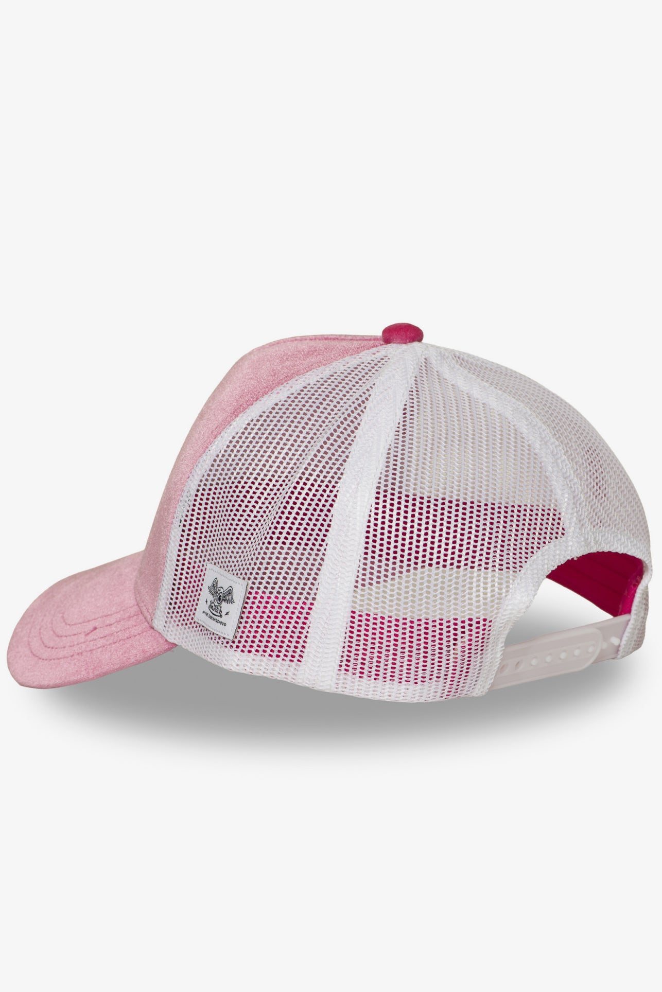 Casquette trucker en velours / snapback - Pink + White