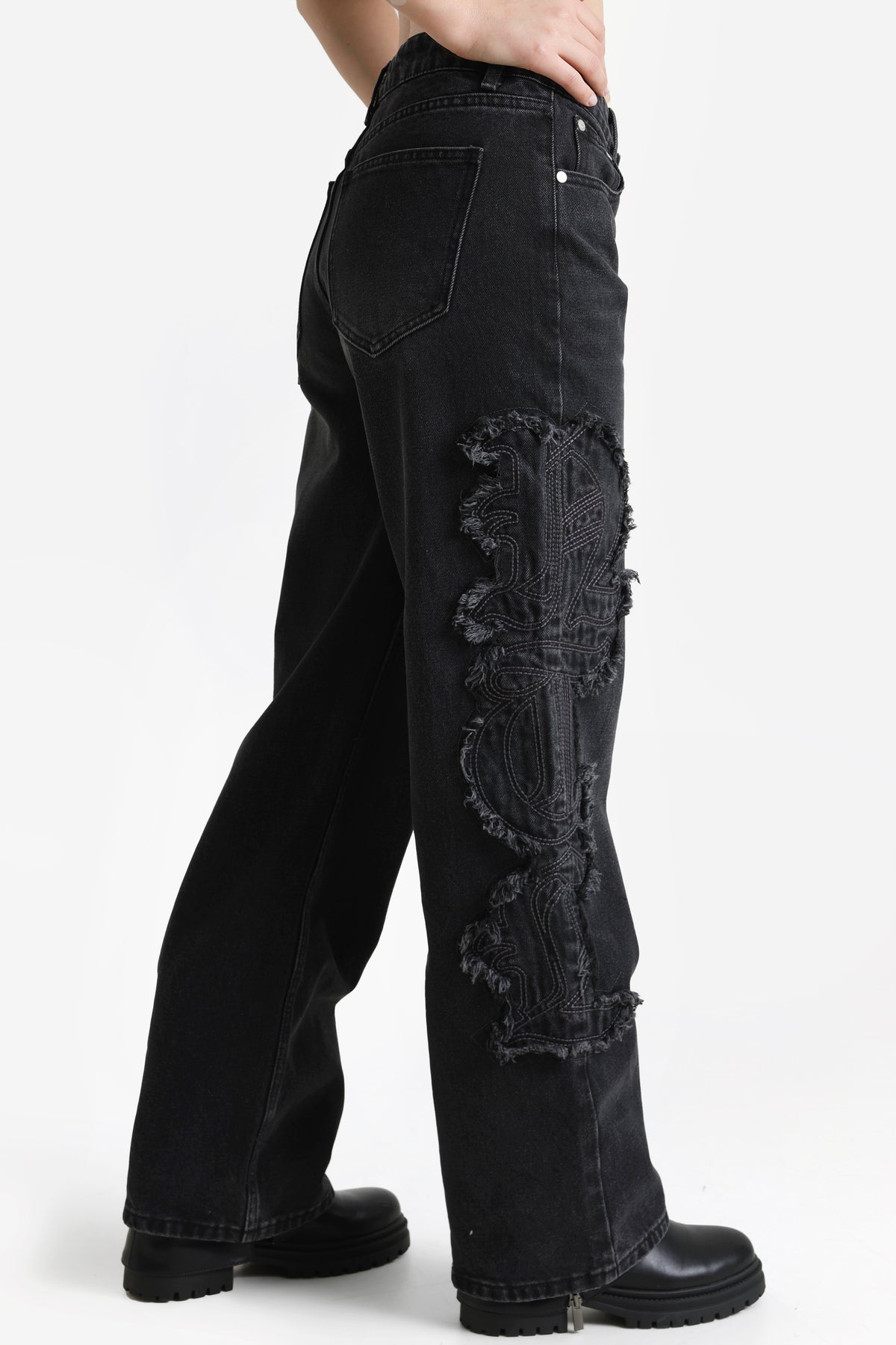 Straight Fit Jeans - Gewaschen Schwarz
