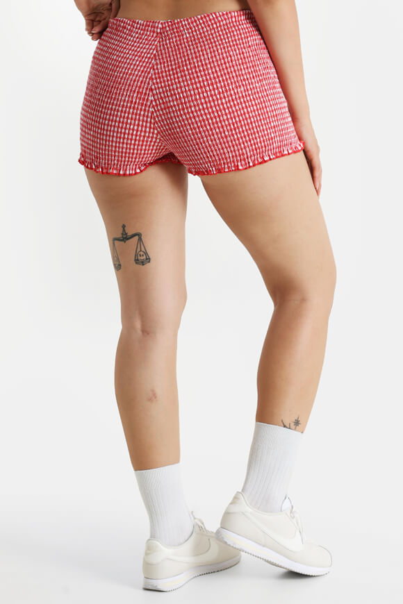 Smocked fabric shorts - Red + White