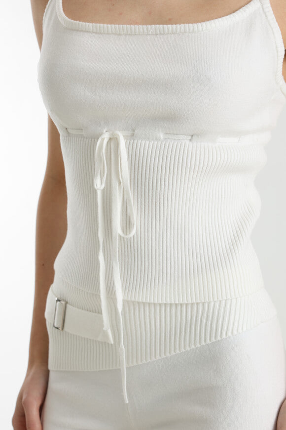 Top à bretelles en tricot - Ecru