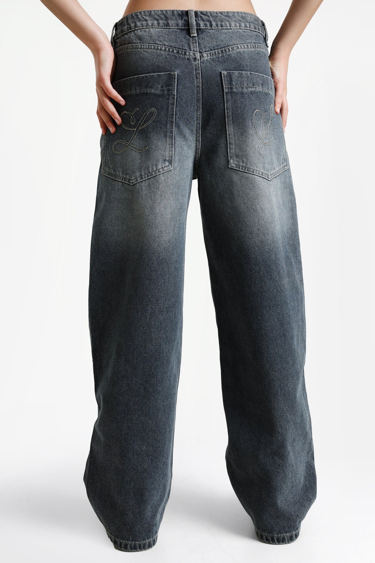 Baggy Jeans - Gewaschen Grau