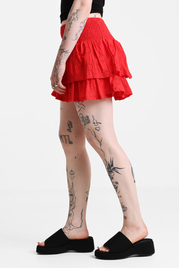 Mini skirt with hole pattern - red