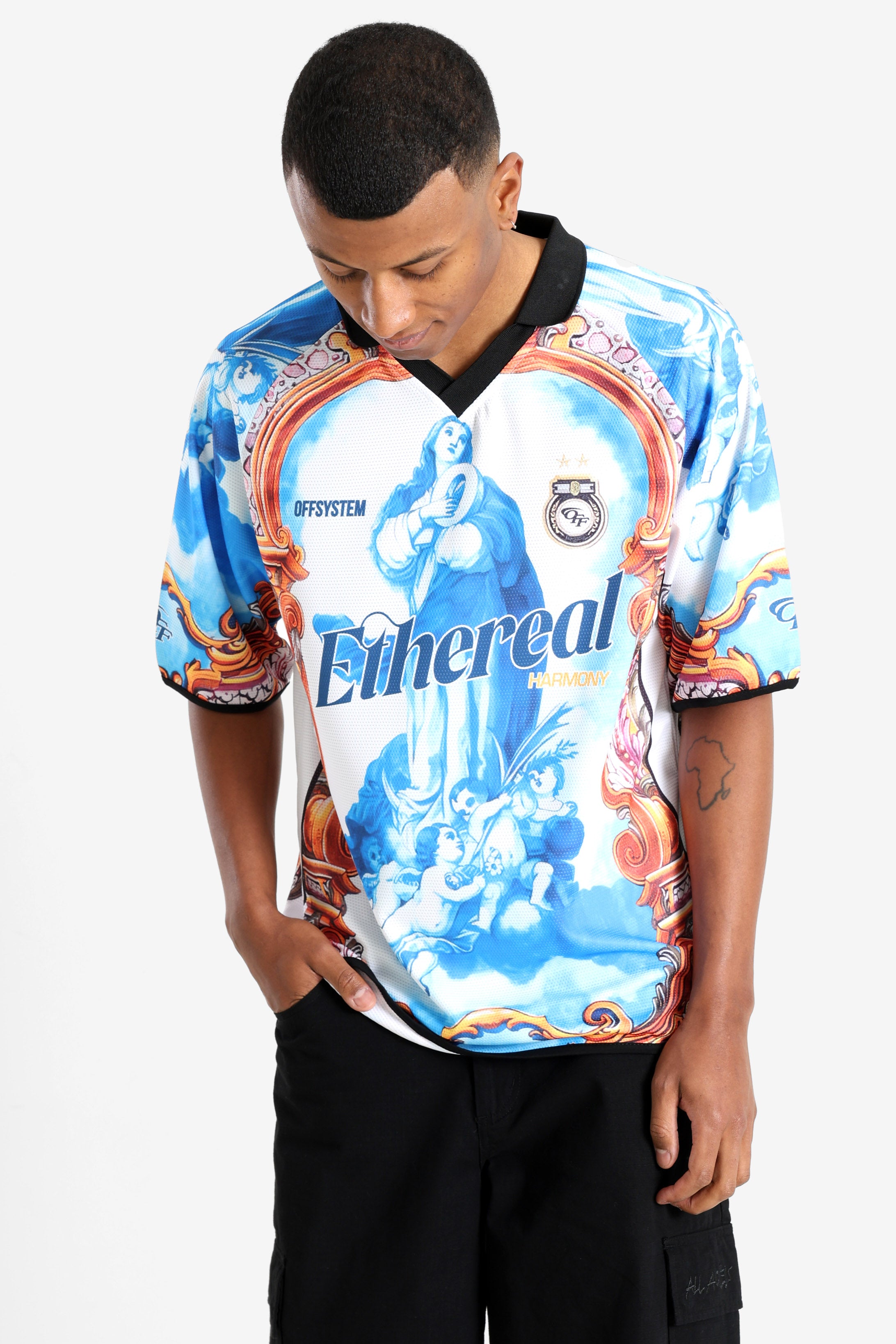 Mesh Poloshirt - White + Blue
