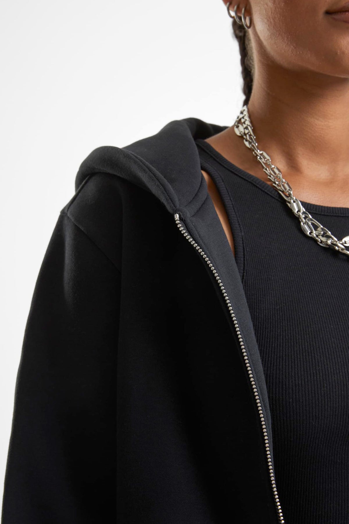 Kapuzensweatjacke - Black