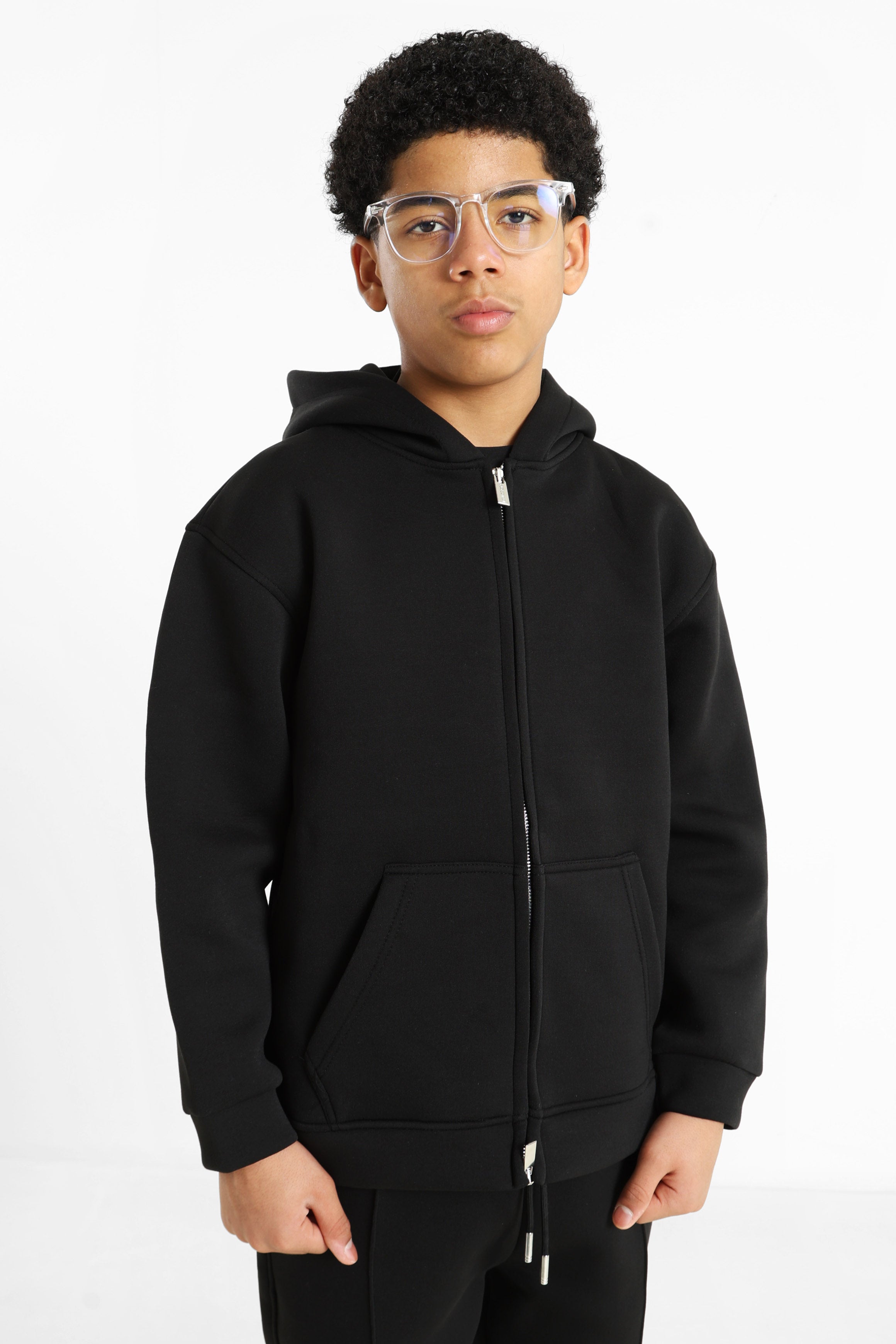 Kapuzensweatjacke - Black