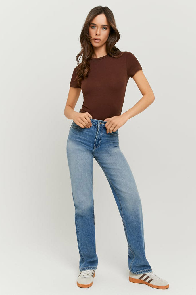 Straight Leg Jeans - Blue Medium Wash