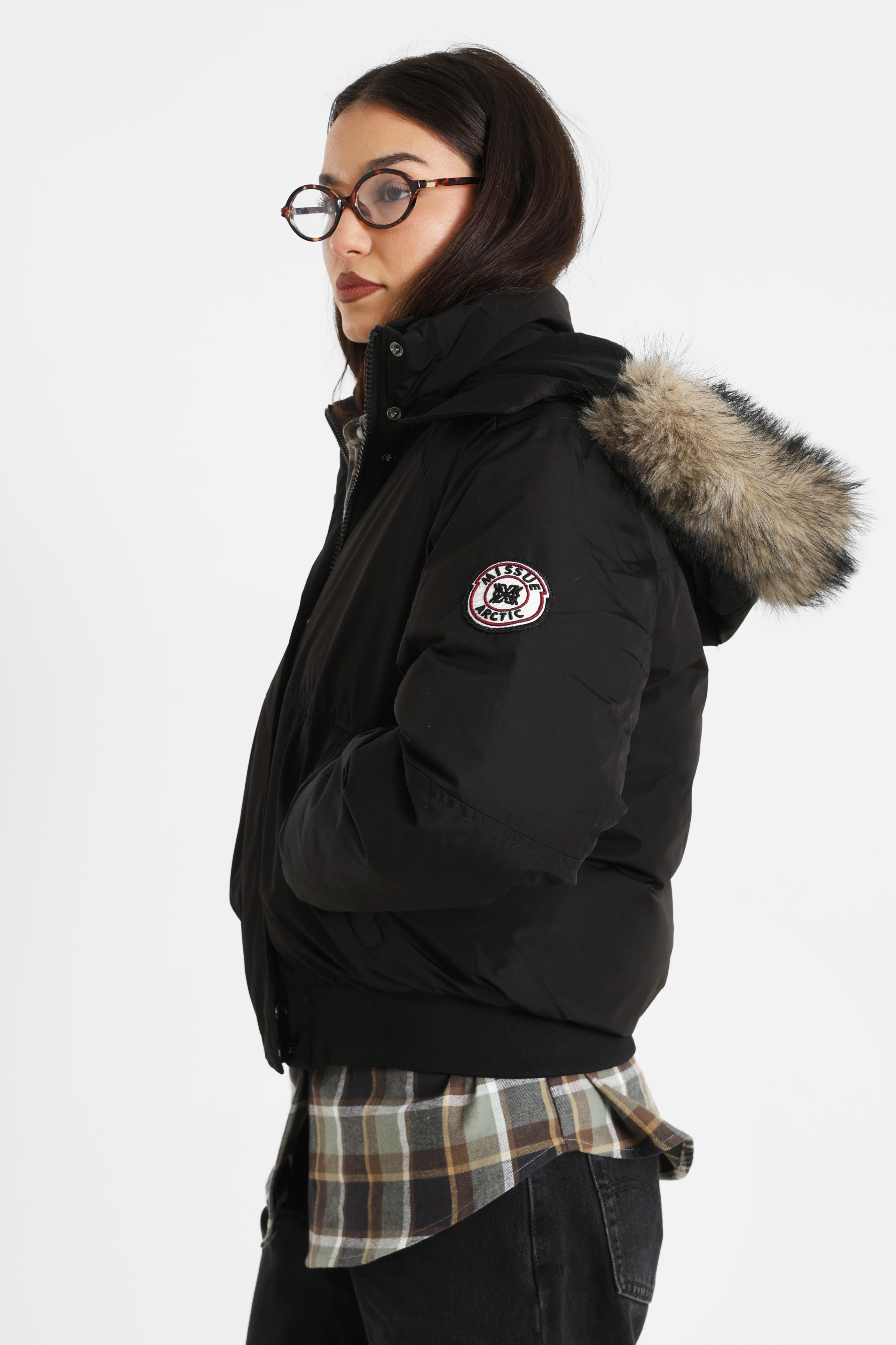 Wattierte Bomberjacke - Schwarz