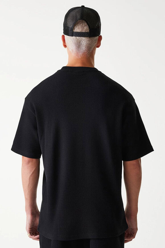 Oversized T-shirt with waffle texture - Black