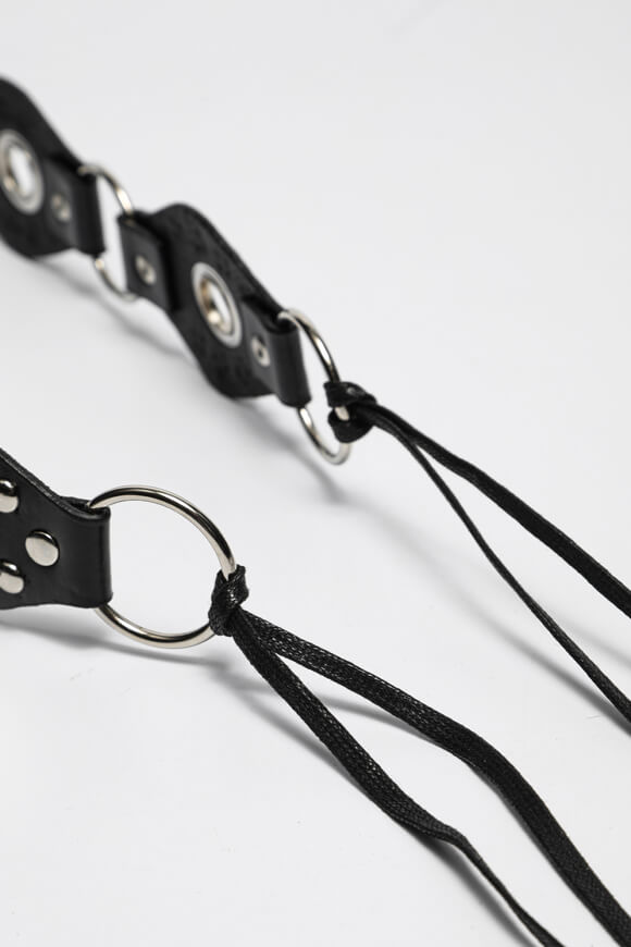 High-waisted belt - Black + Silver