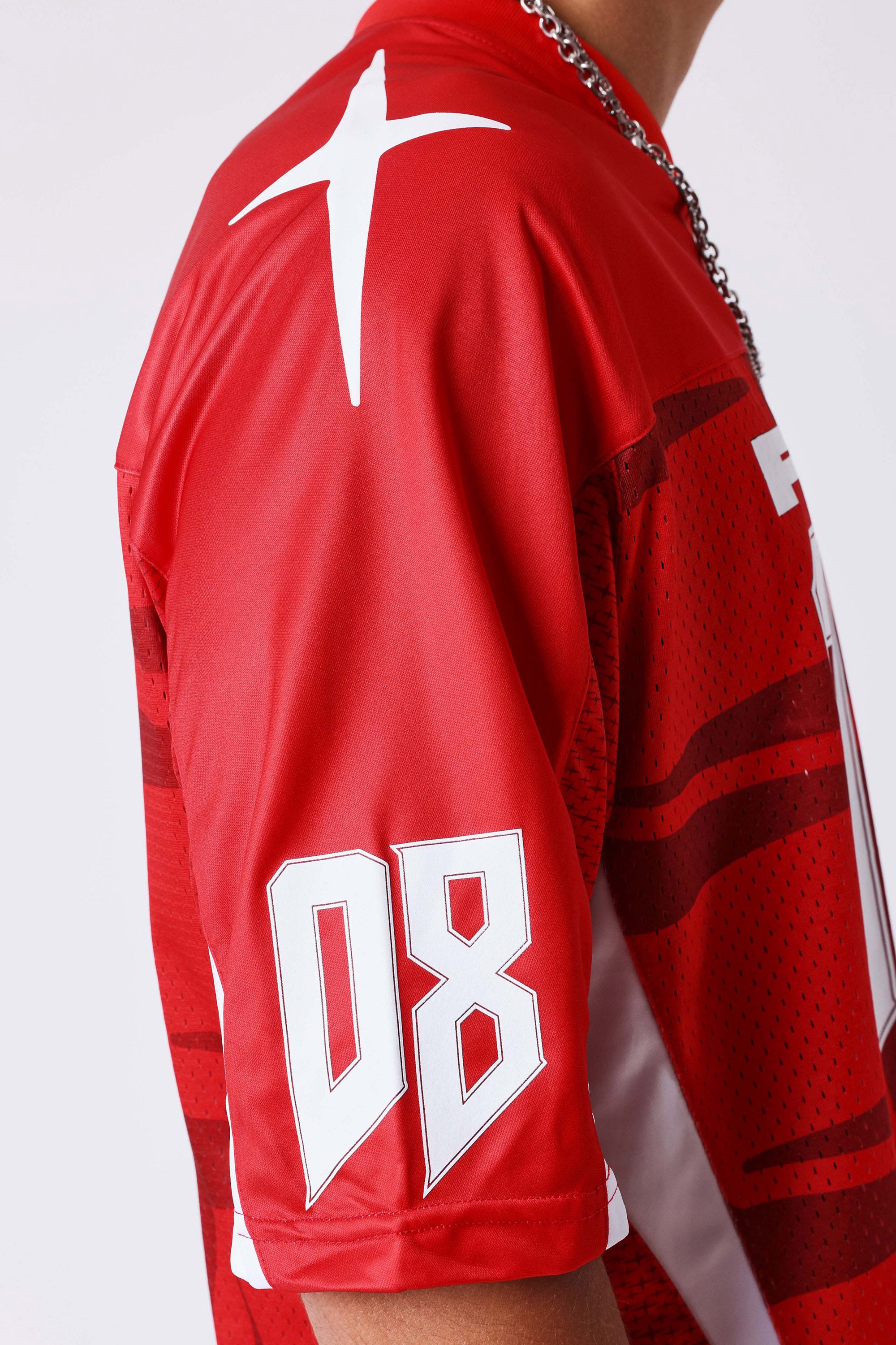 Mesh Oversize T-Shirt - Red + White