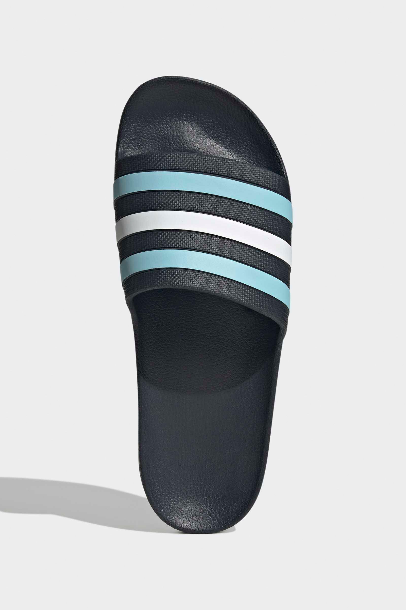 Adilette Aqua Pantoletten - Night Navy + Icey Blue + Footwear White