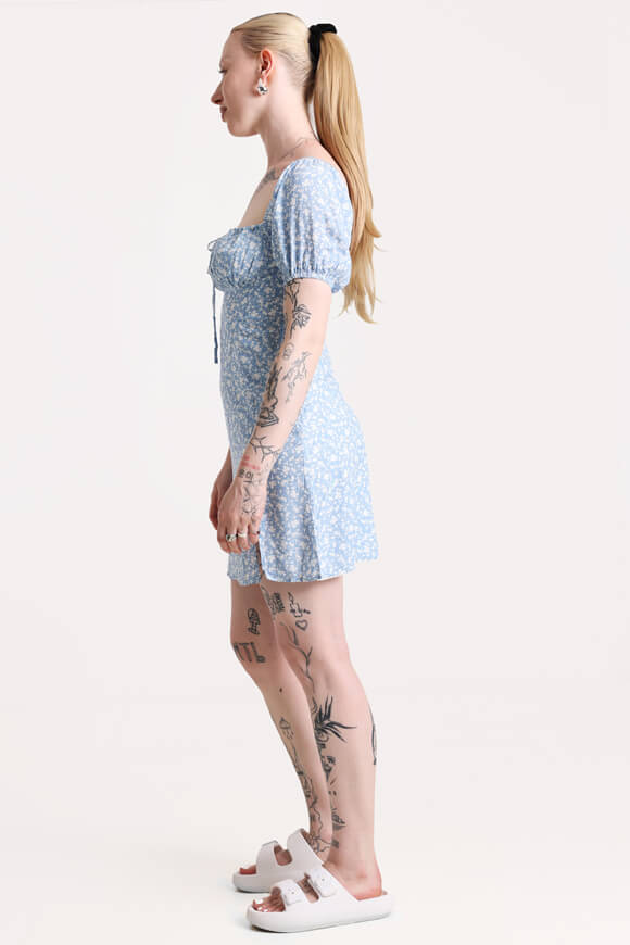 Minikleid - Hellblau + Weiss