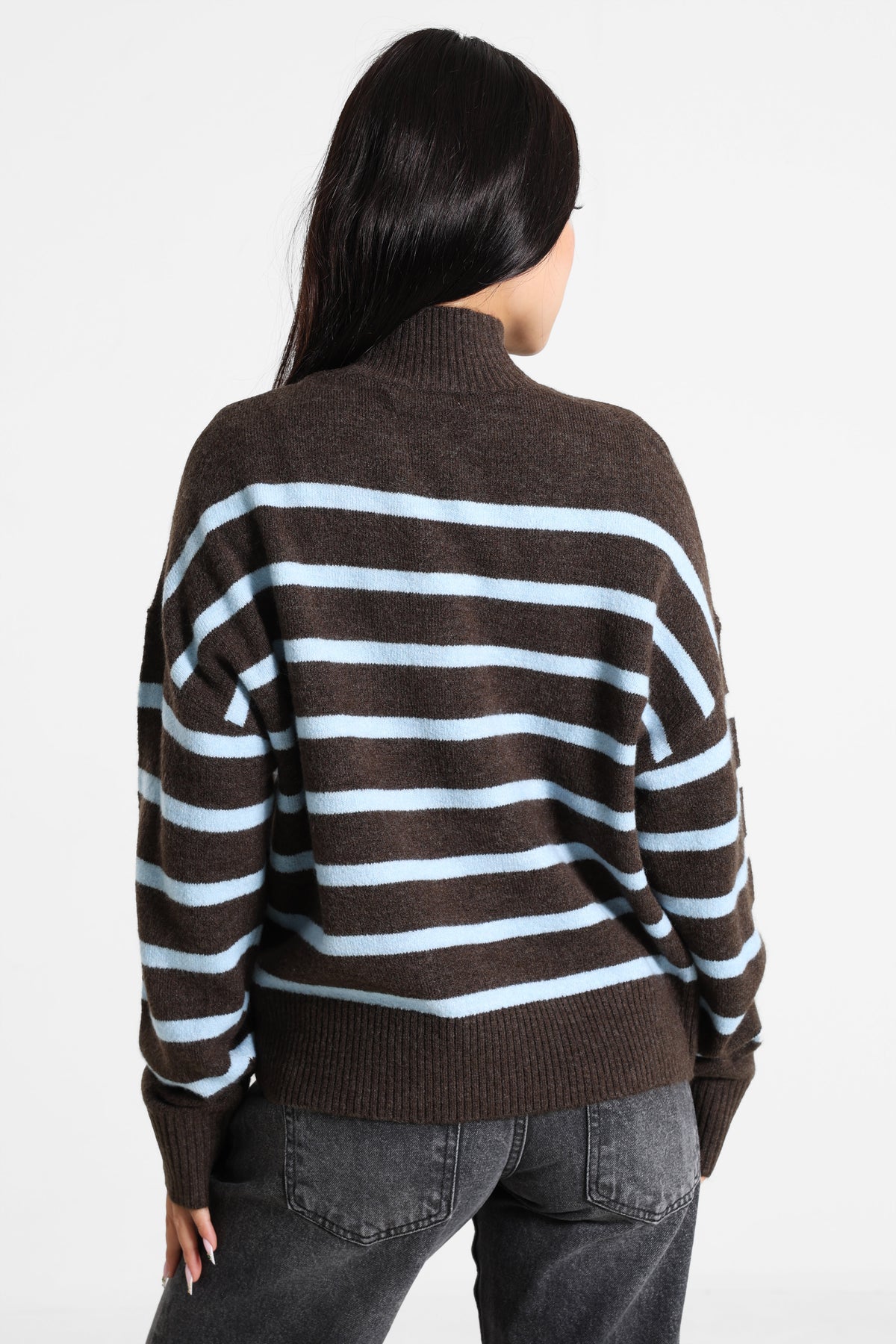 Strickpullover - Braun + Blau