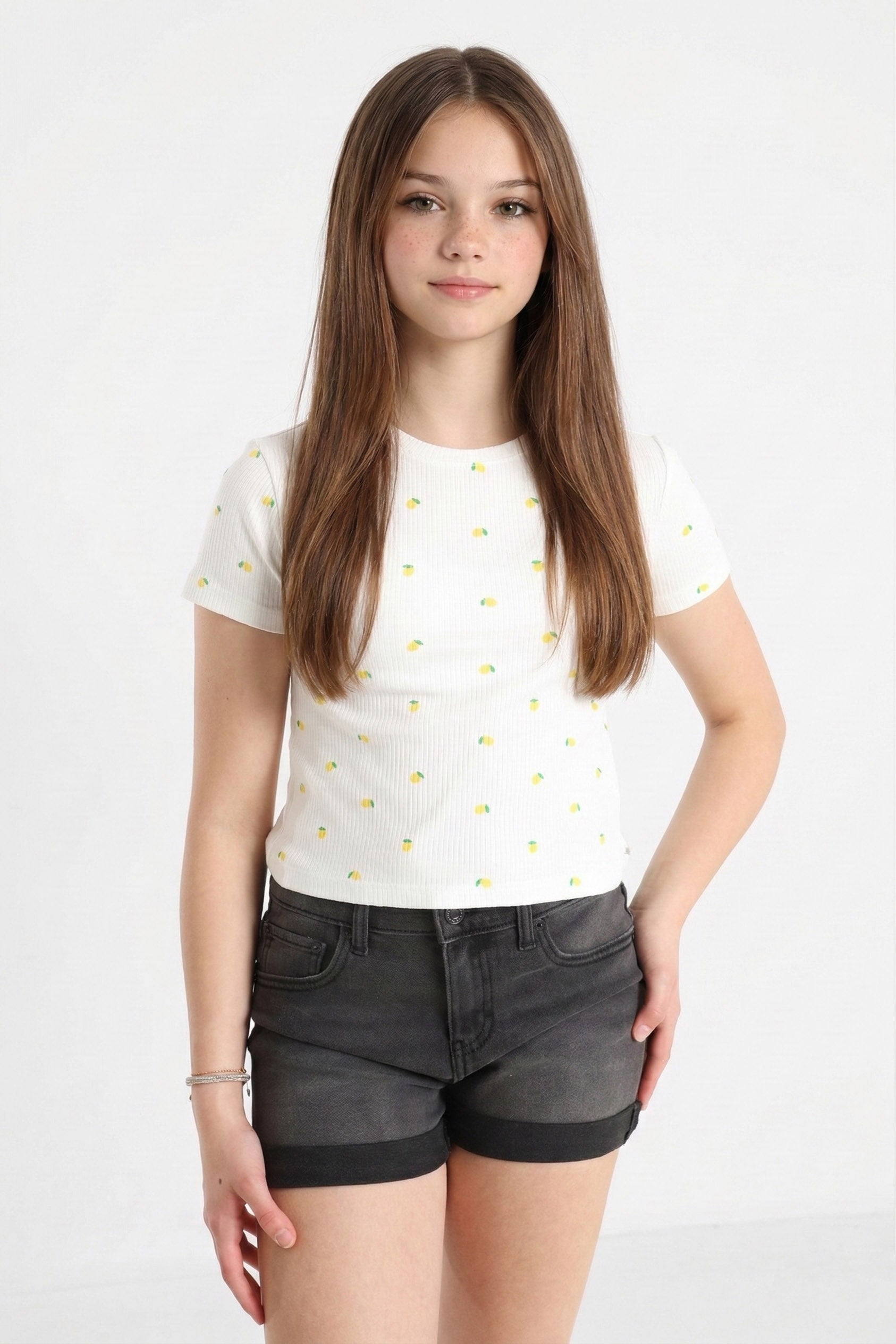 KOGBELLA Crop T-Shirt - Cloud Dancer + Lemons