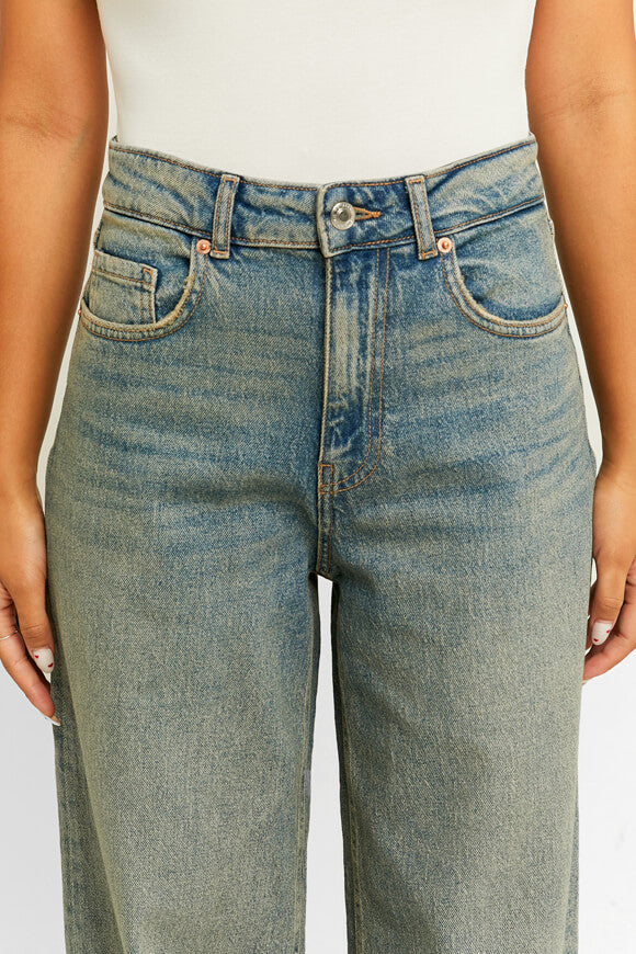 High Waist Wide Leg Jeans - Blue Washed