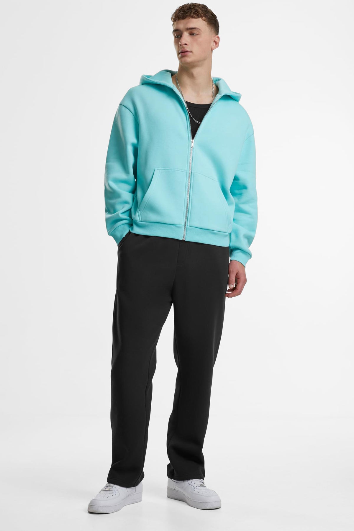 Fluffy Kapuzensweatjacke - Berylblue
