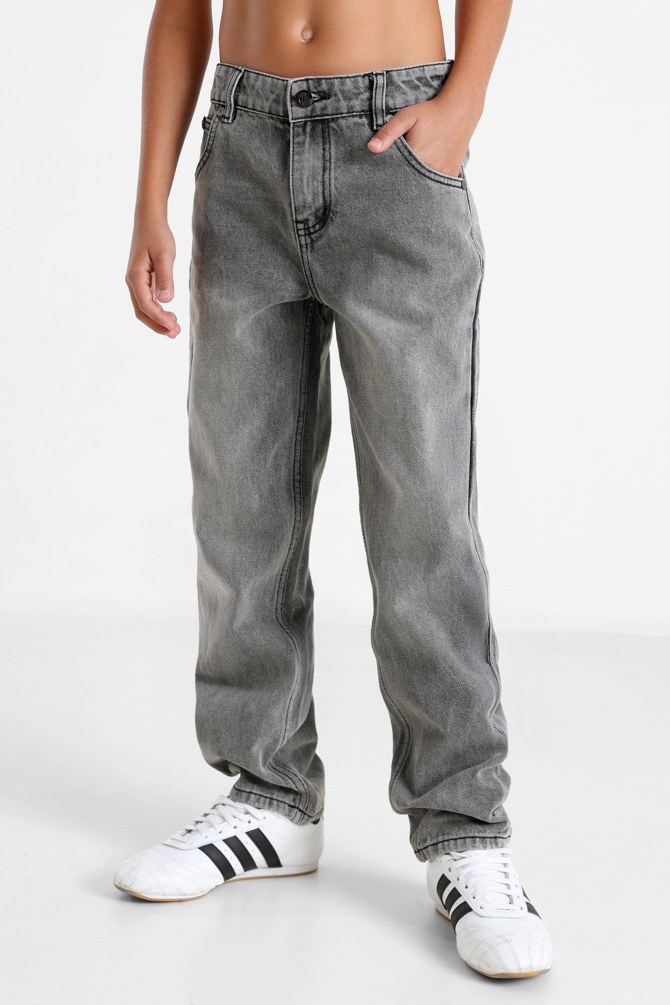 Jean straight fit - Gris délavé