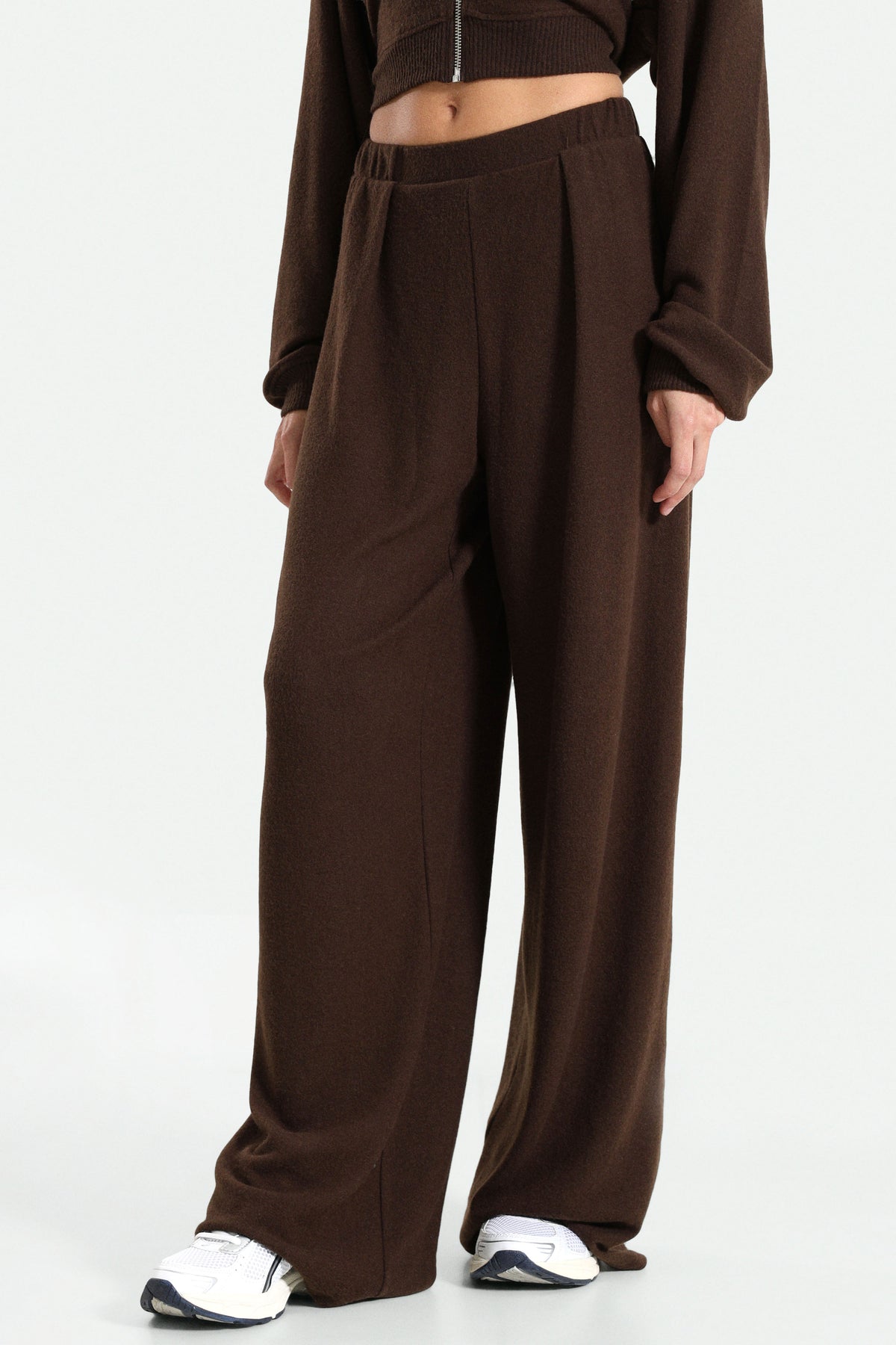 ONLAVELINE Wide Leg Strickhose - Coffee Bean Melange