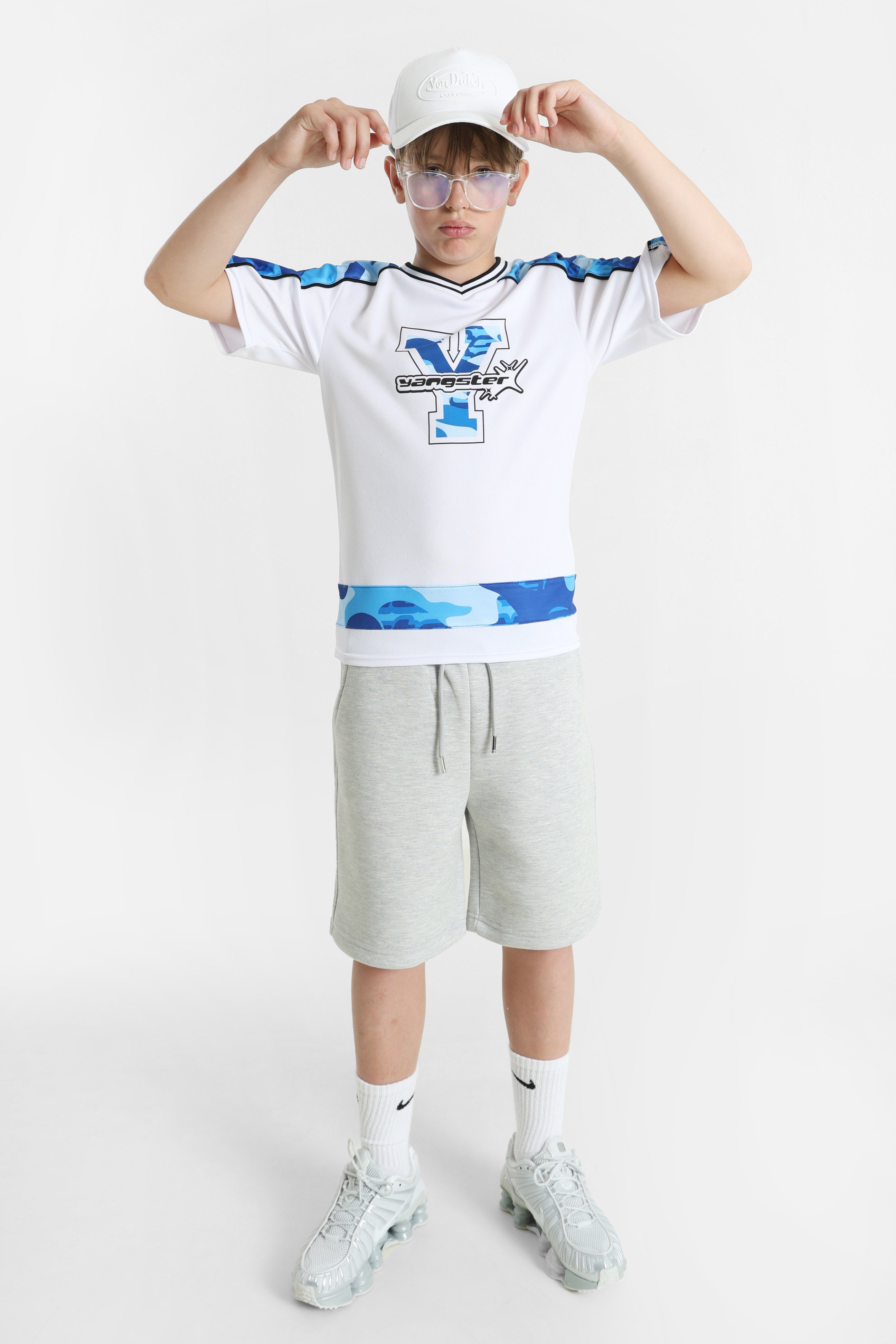 Mesh T-Shirt - Weiss + Blau Camouflage