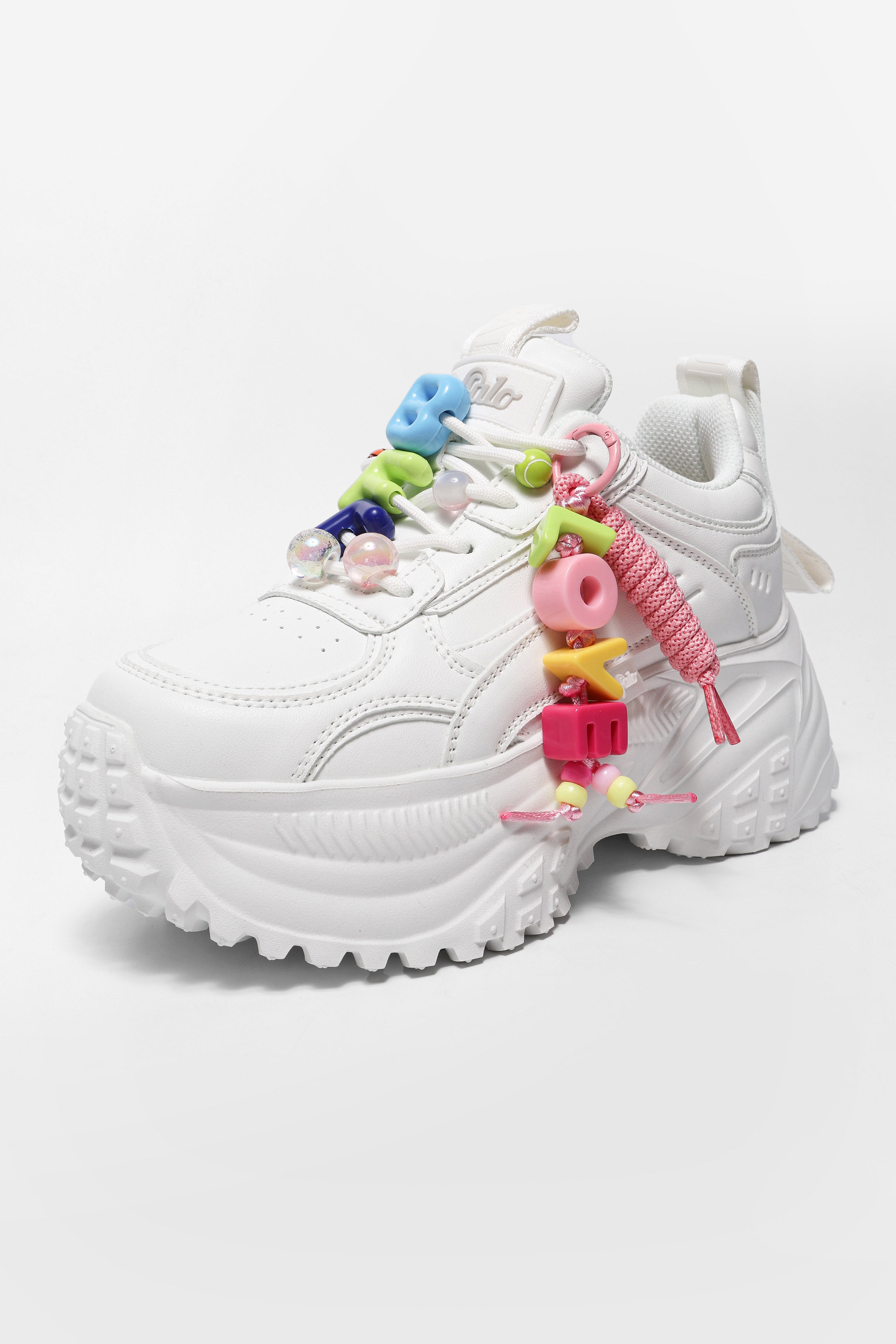 Vegan Turbo Fun Plateau Sneaker - White + Multicolor