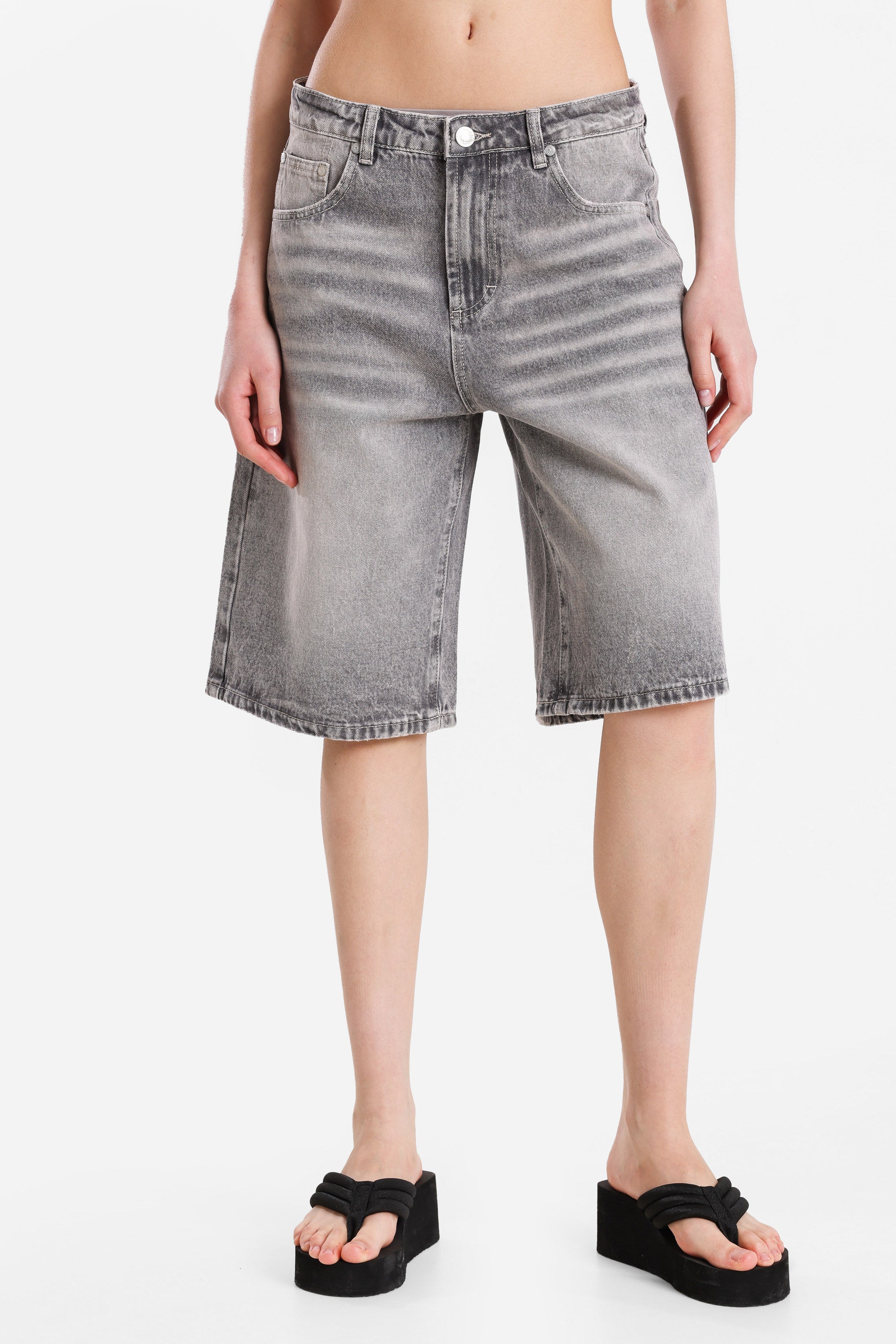 Jeans Bermudashorts - Gewaschen Grau