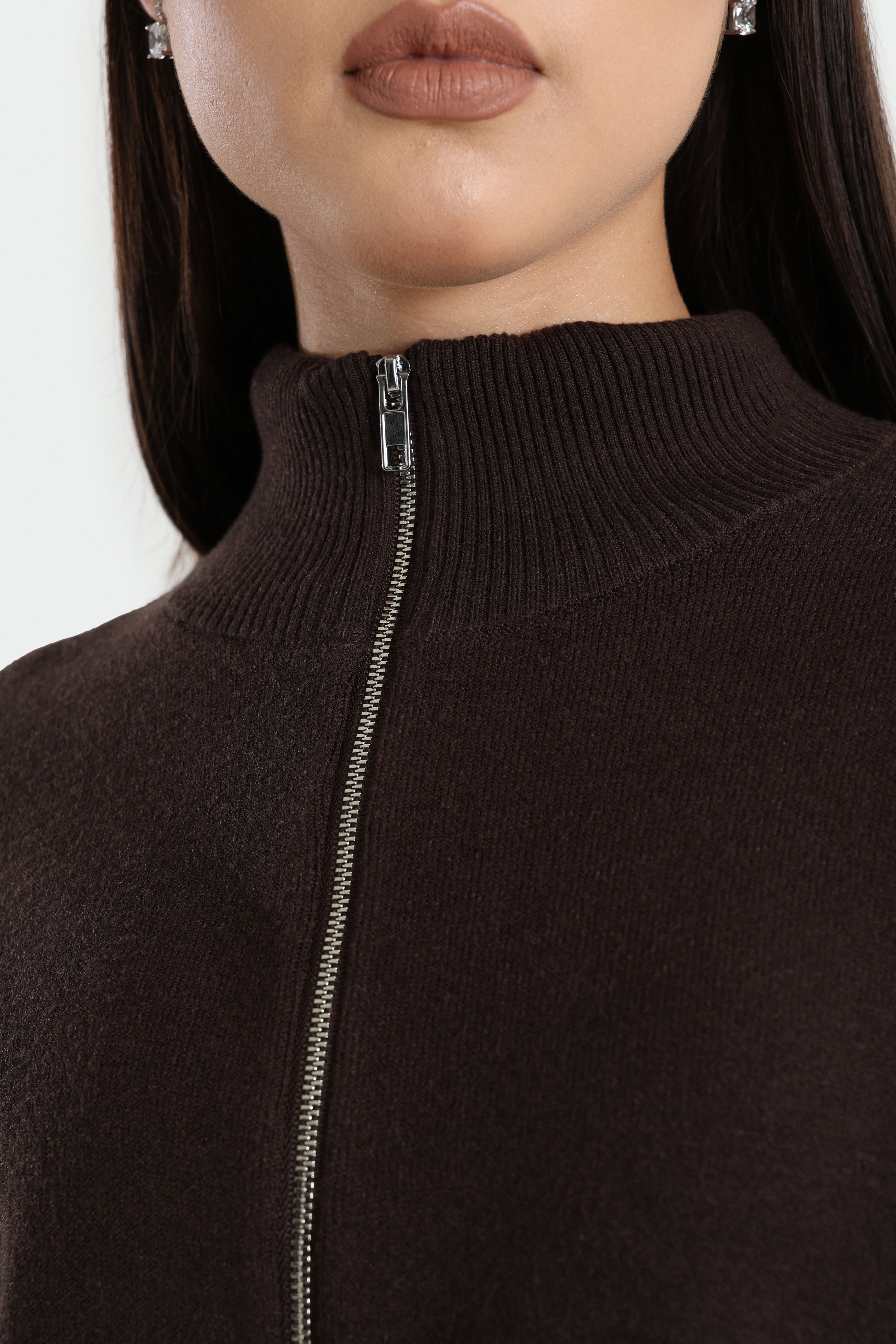 Jaquette en tricot - Brun foncé