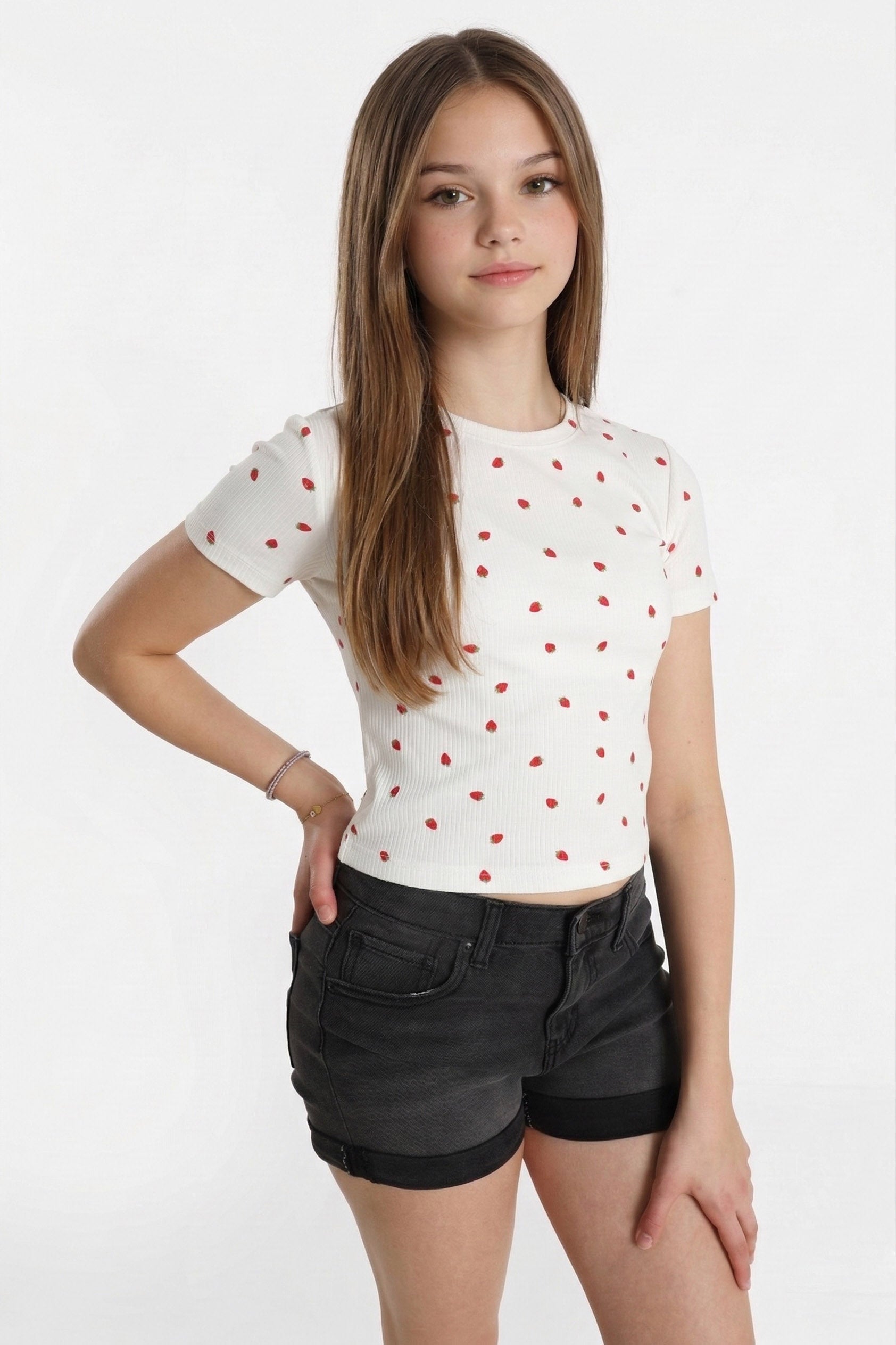 KOGBELLA Crop T-Shirt - Cloud Dancer + Strawberry