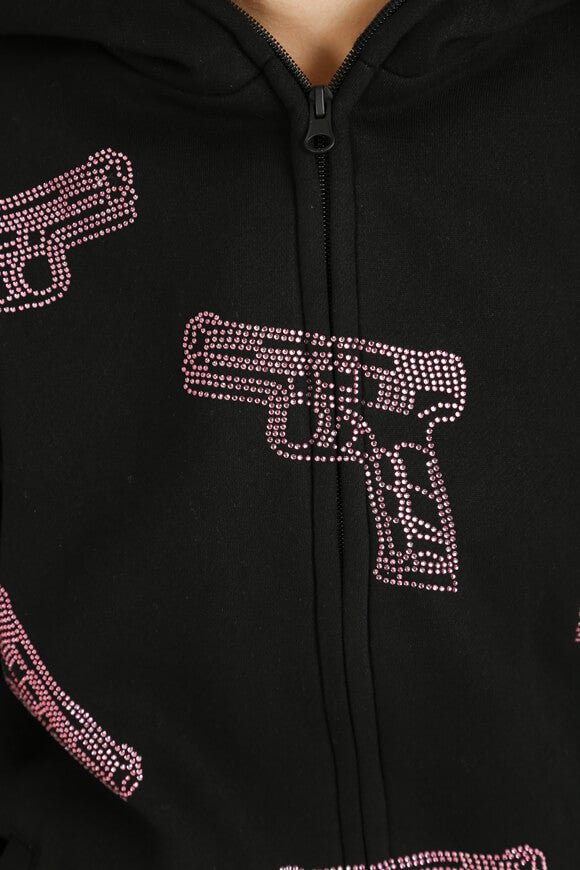 Hooded sweat jacket - Black