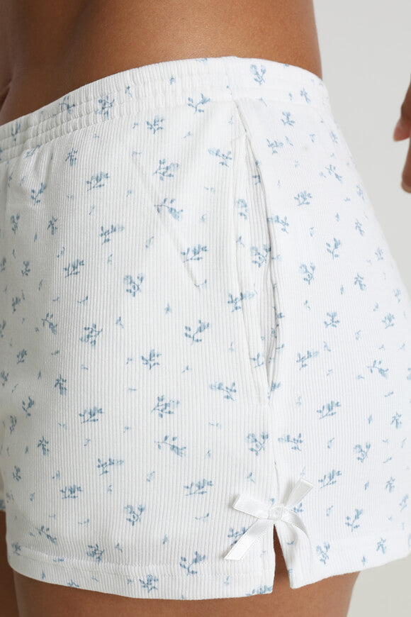 Pantaloncini in tessuto - bianco + blu