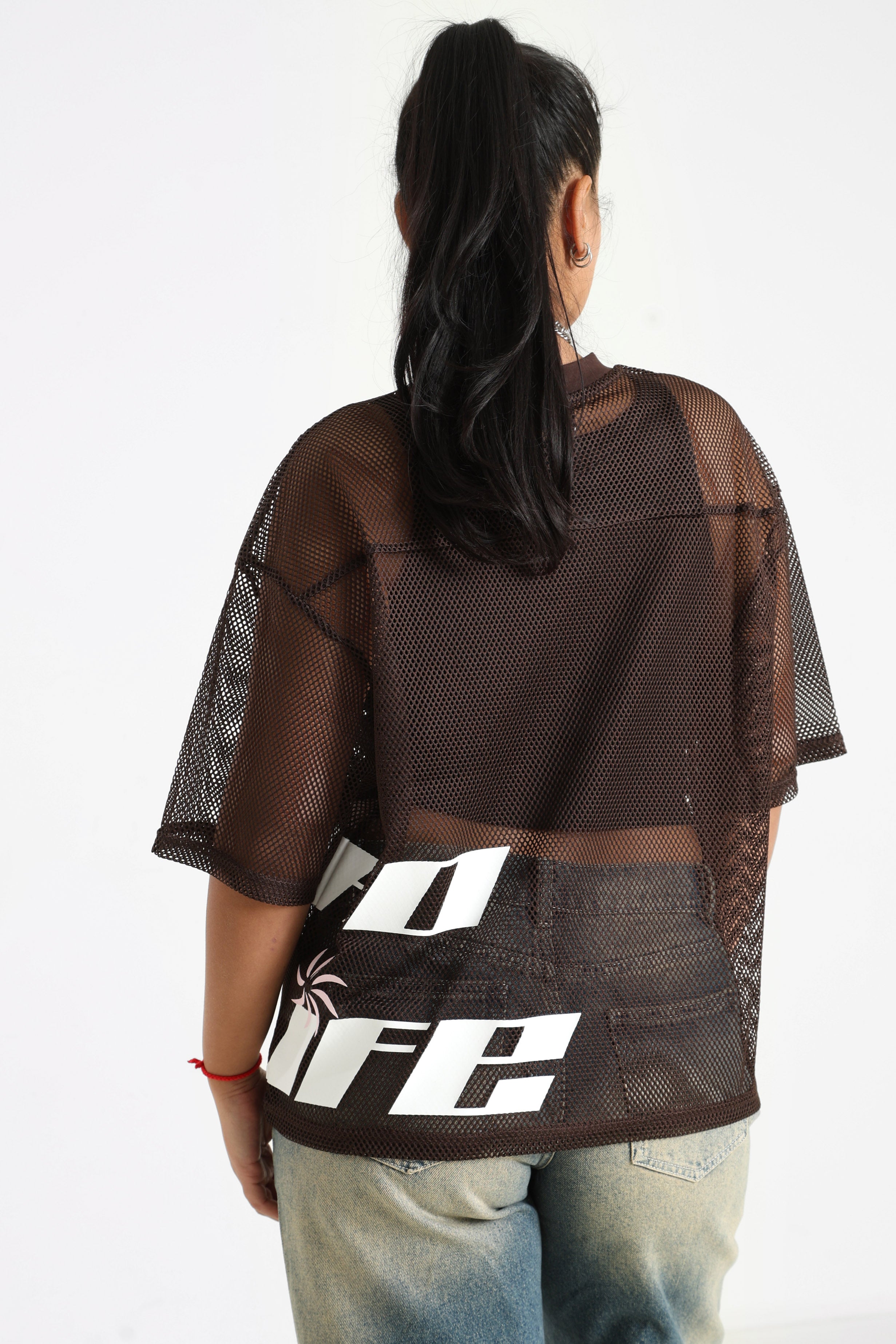 T-Shirt ample en mesh - Brun