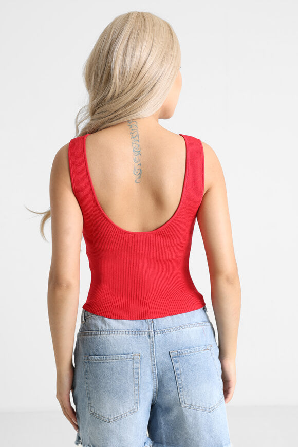 Geripptes Crop Stricktop - Rot