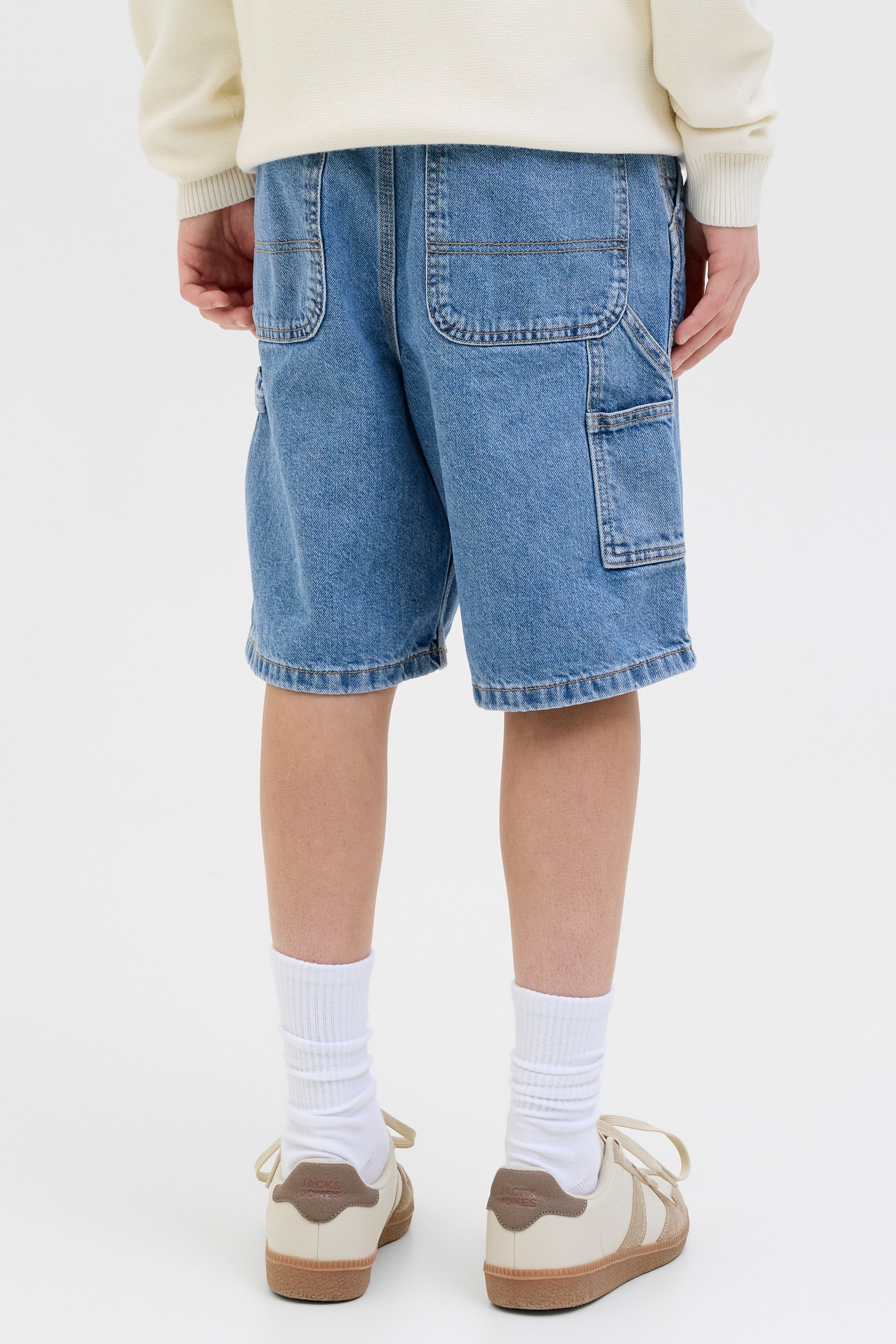 JJITONY JJCARPENTER loose fit denim shorts - Blue Denim