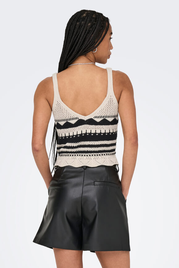 ONLMERIDA Häkel Crop Top - Ecru + Black