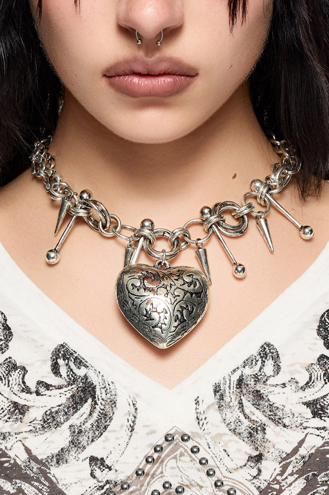 Broken Heart Halskette - Oxidized Silver