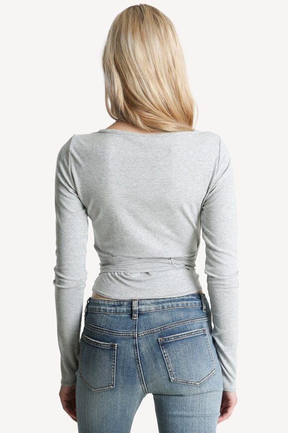 Crop long sleeve shirt - gray melange
