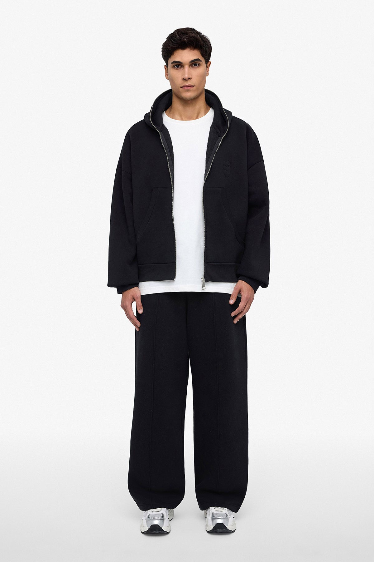 Puff Coeur Kapuzensweatjacke - Black