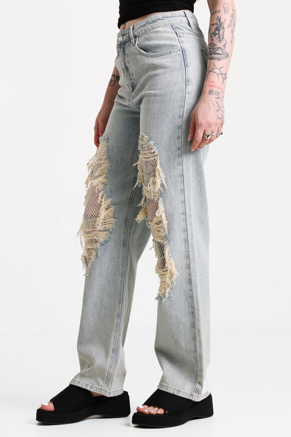 Straight Leg Jeans - Light Blue Denim
