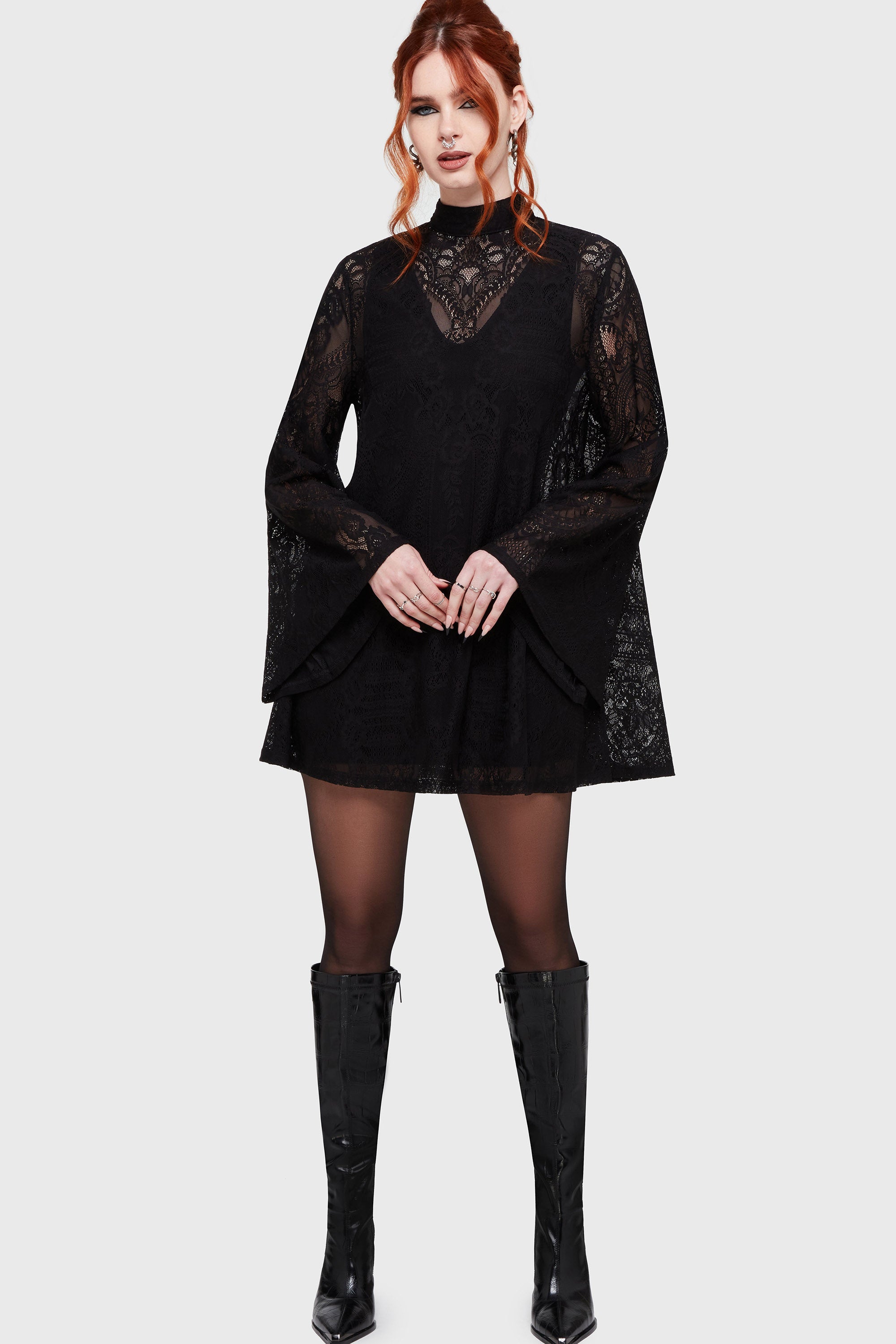 Waltz In Mourning Spitzen Minikleid - Black