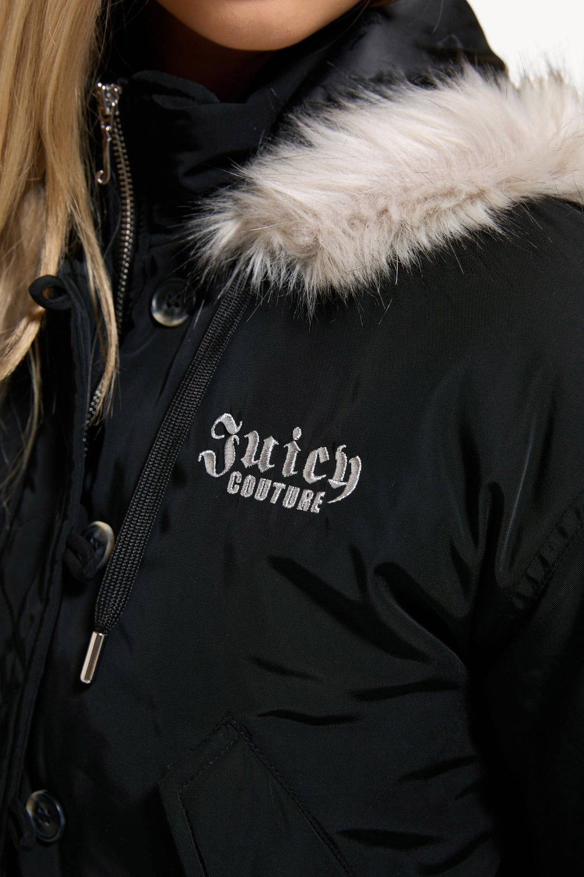 Camille short bomber jacket in twill - Black