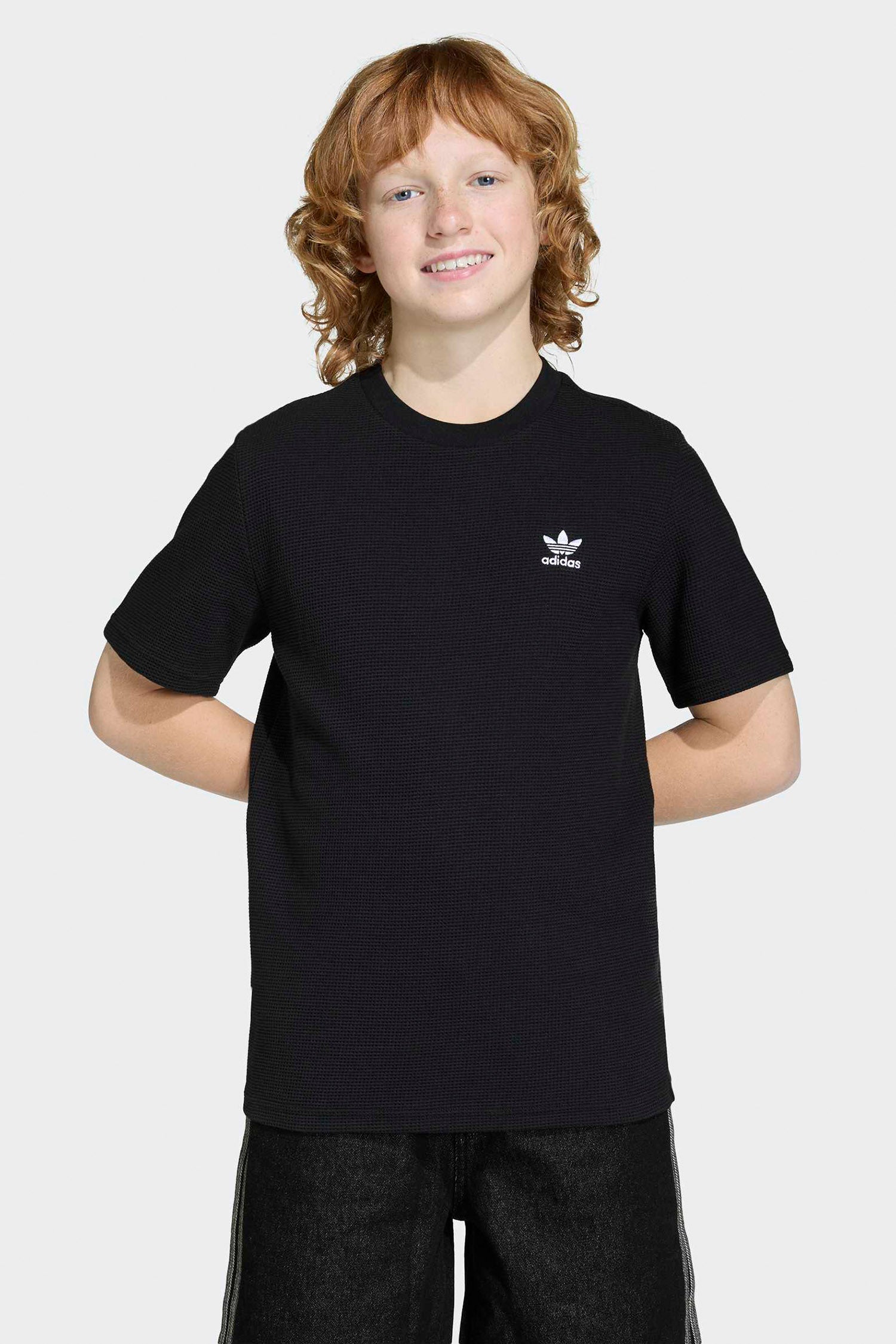 T-Shirt mit Waffelstruktur - Black