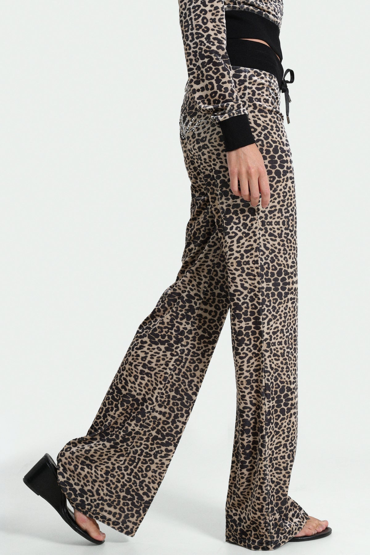 Pantalon flare en velours - Leopard