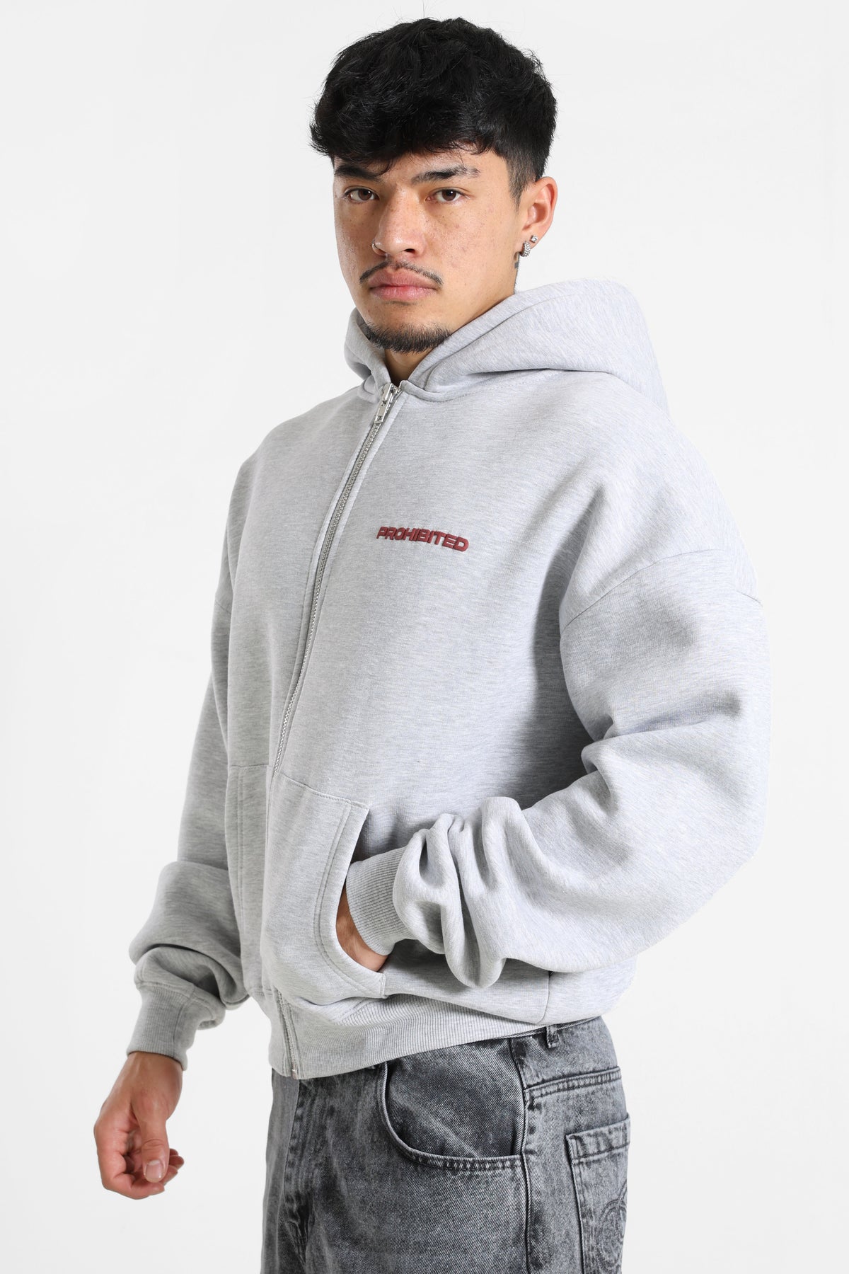 10119 Kapuzensweatjacke - Grey Melange