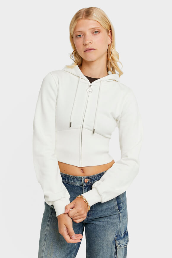 Sweat à capuche Crop - Blanc cassé