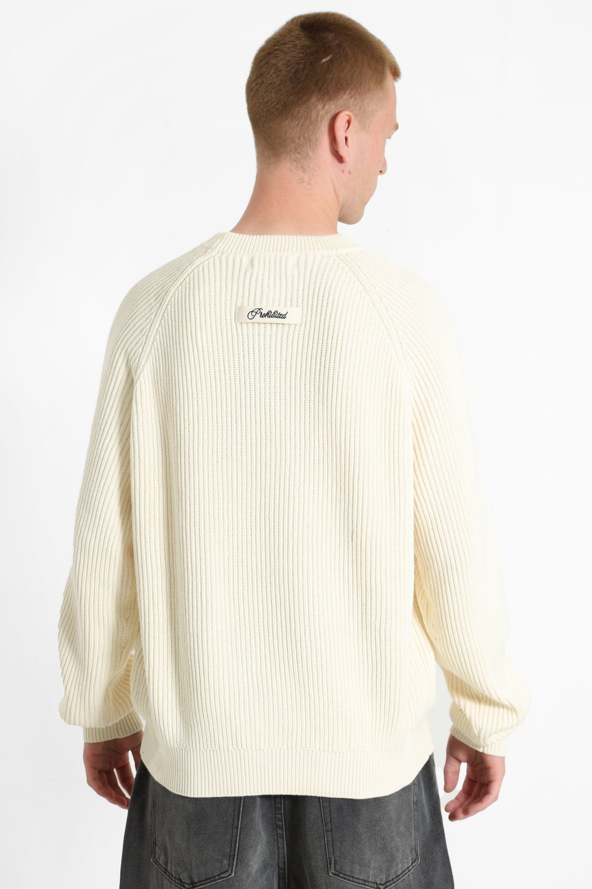 Campus ribbed knit sweater - Cream