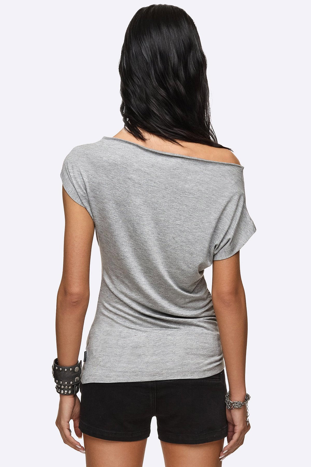 T-shirt Glitz&Glitter con scollo a barca - Grey Marl