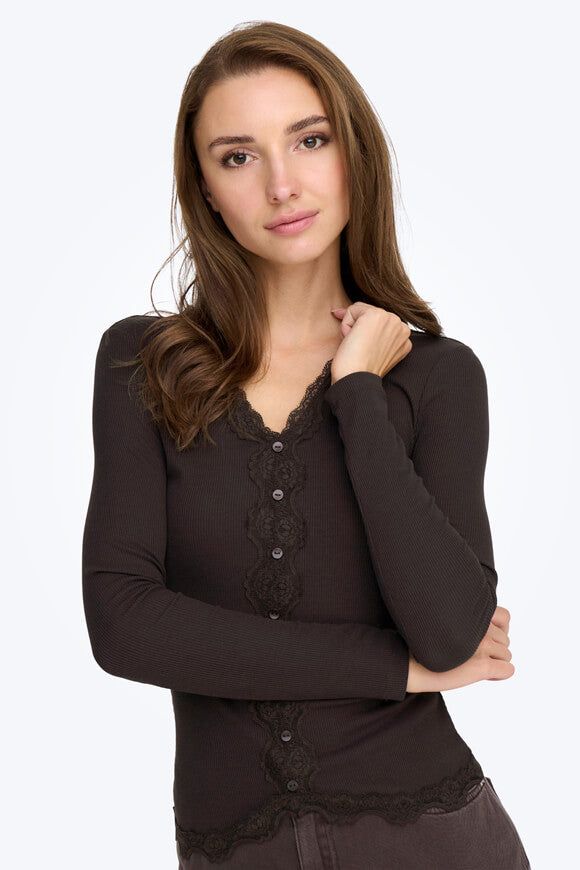 ONLENEA shirt côtelé manches longues - Black Coffee
