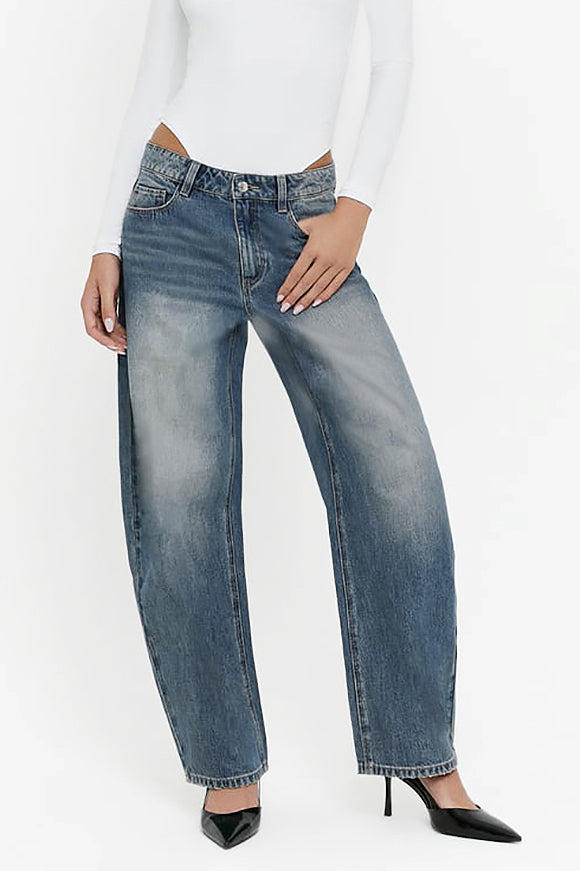 Barrel Fit Jeans - Blue Medium Wash