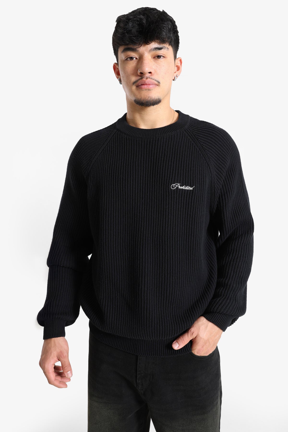 Campus pull en tricot côtelé - Black