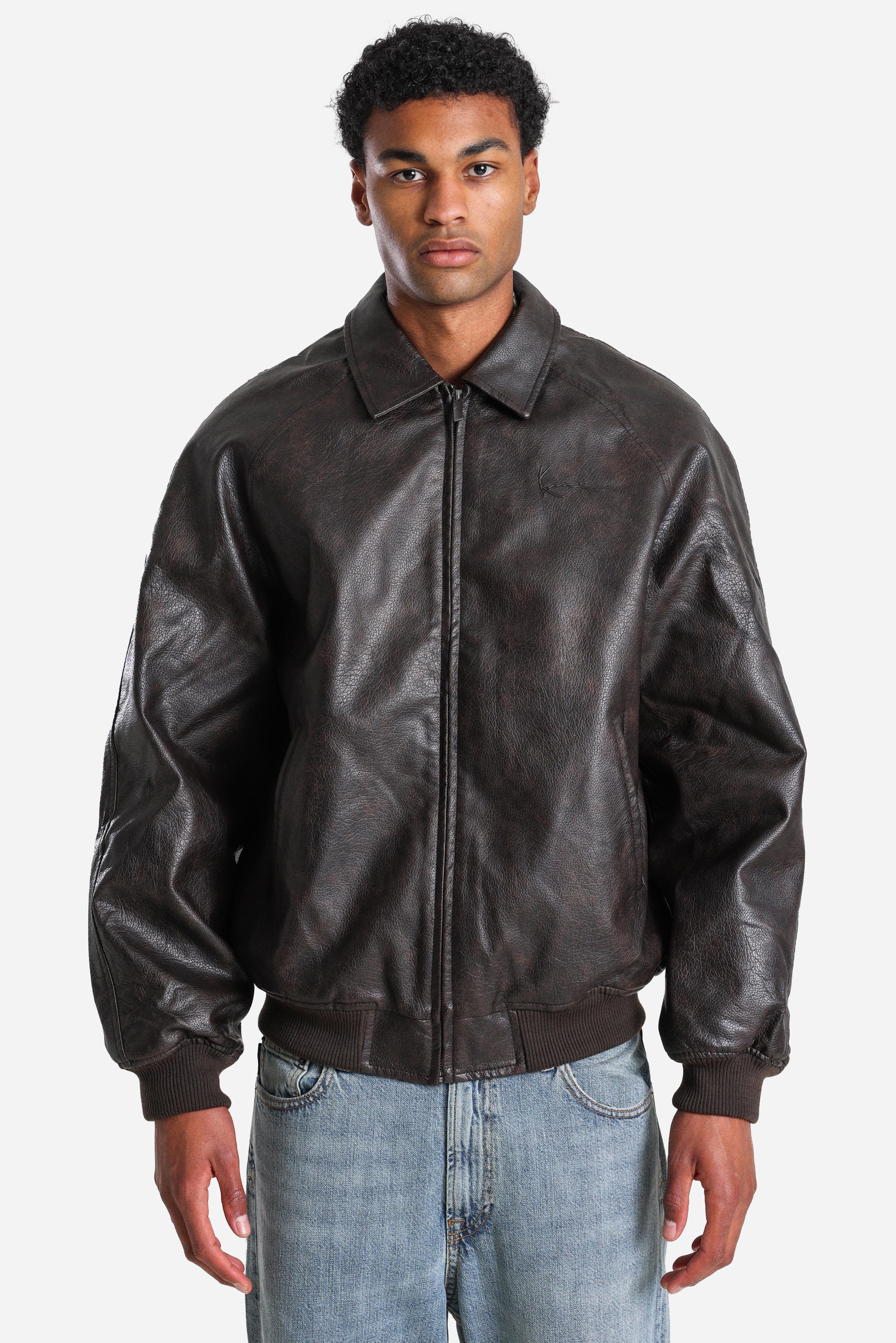 Bomber Kunstlederjacke - Dark Brown