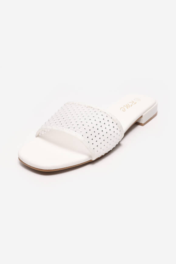 Mules avec strass - White